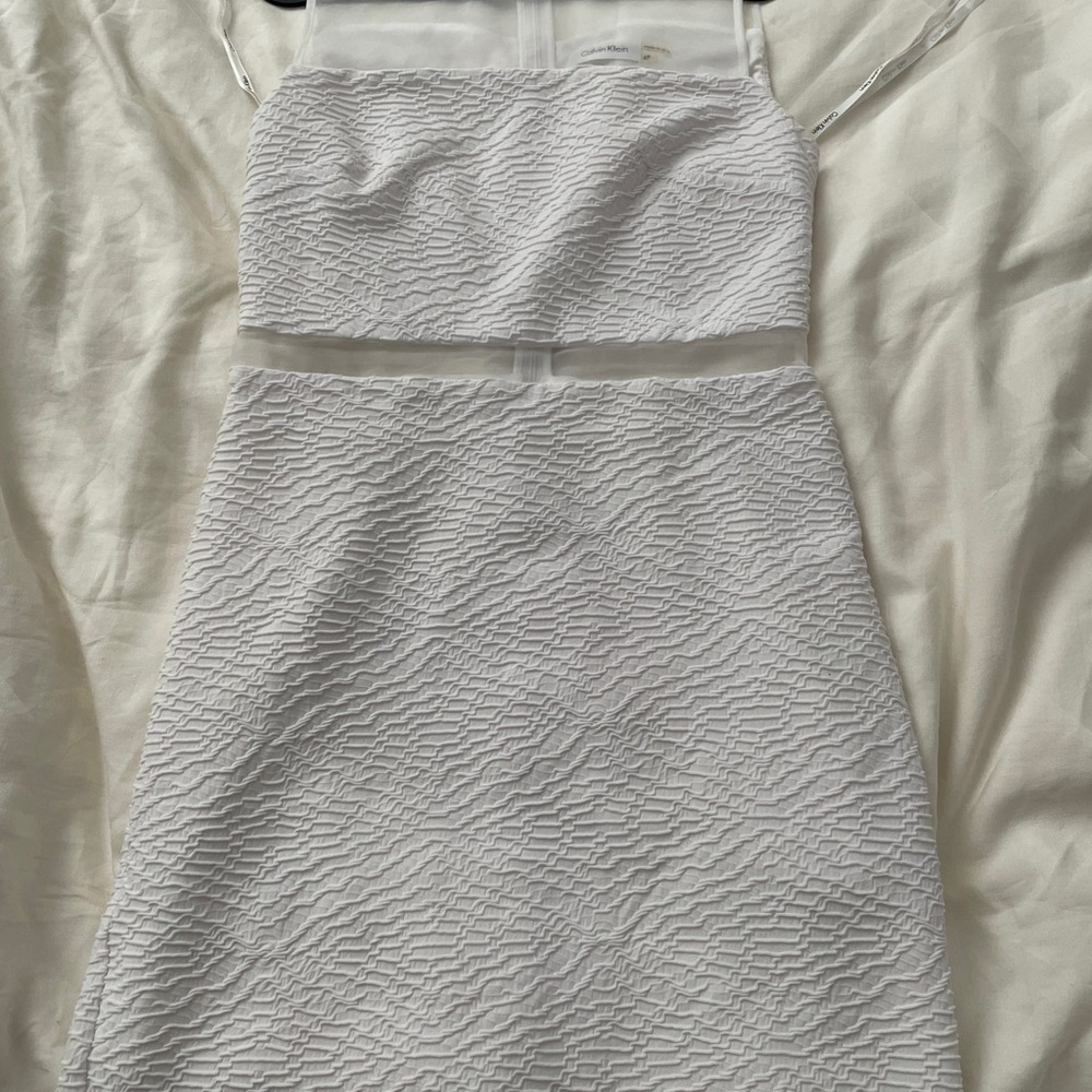 Calvin Klein Strapless Textured Cream Dress